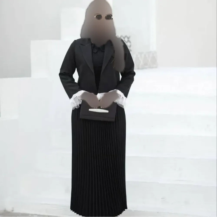 کت دامن زنانه کرپ مازراتی آستین بلند کوتاه دامن پلیسه بلند ژینا
