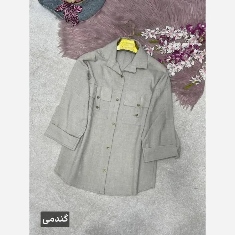شومیز زنانه مدل جیب صلیبی جنس شانتون فری سایز 38 تا 46