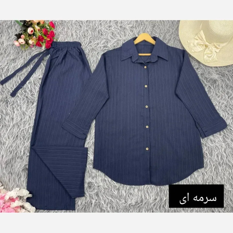 ست شومیز و شلوار زنانه مدل آرامش جنس سوپر کراش فری سایز