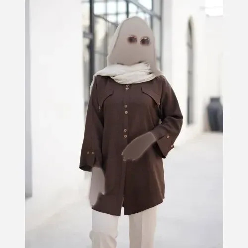 شومیز زنانه دکمه چوبی جنس شانتو اسلپ خنک سایز بزرگ