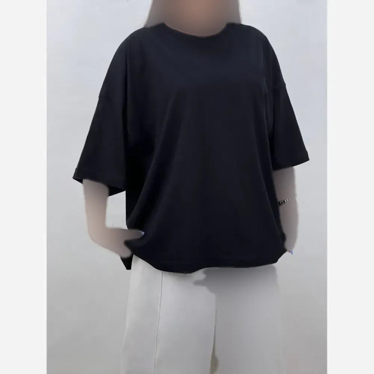 تیشرت باکسی اسپرت زنانه نخ پنبه مشکی فری سایز تا 50