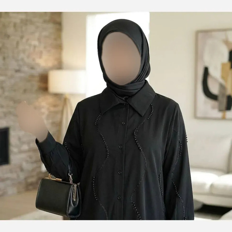شومیز زنانه کرپ الیزه مدل سیما با خرجکار نگین و مروارید سایز بزرگ