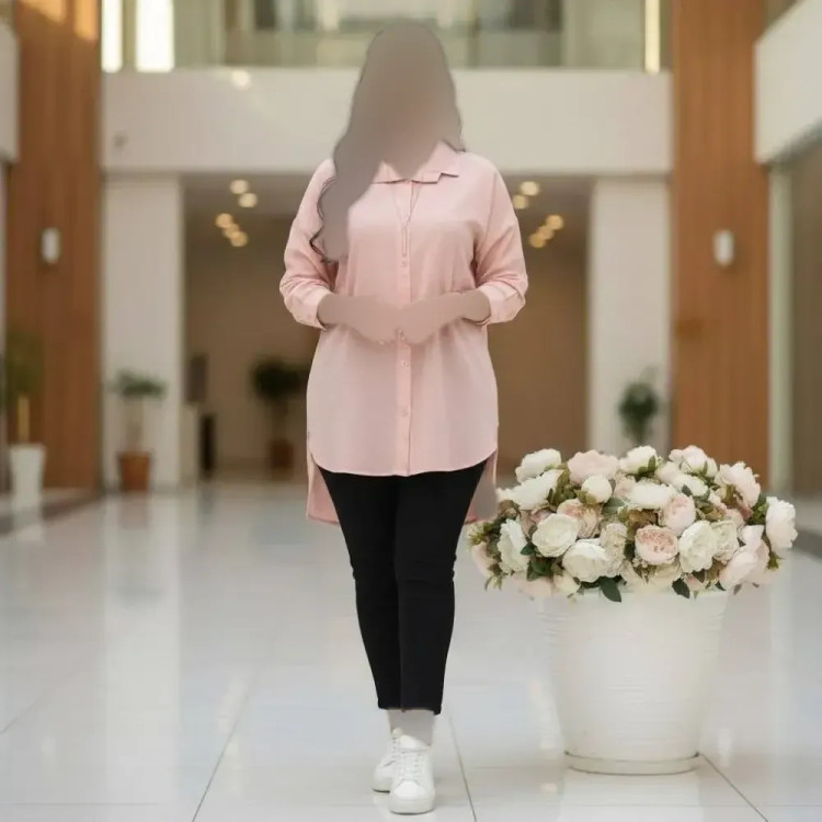 شومیز مانتویی زنانه مدل سلین جنس لنین پنبه فری سایز
