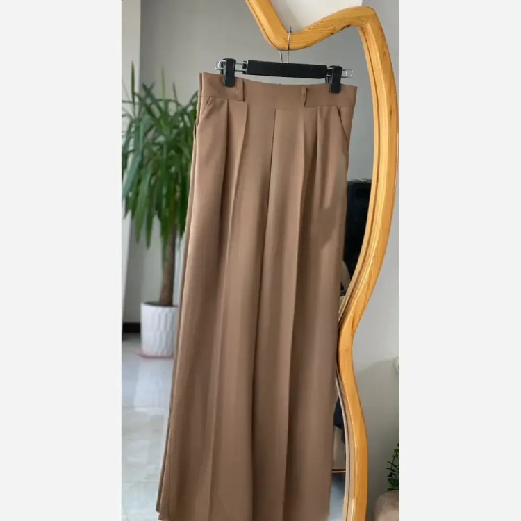 شلوار زنانه کرپ مورگان دمپا ریزشی مجلسی و روزمره جیبدار