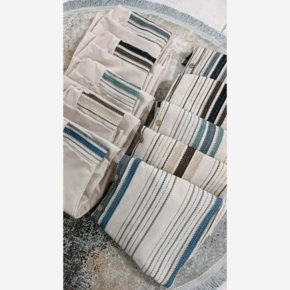 ست شومیز و شلوار زنانه جنس لنین لمه دوزی شده دوخت مزونی
