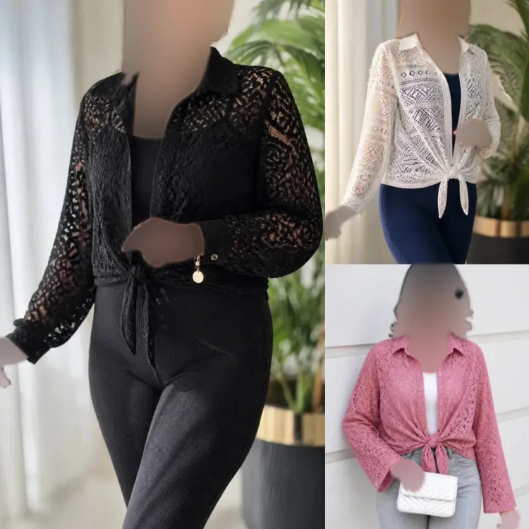 شومیز مجلسی زنانه مدل گره ای جنس دانتل گیپور فری سایز 36 تا 46
