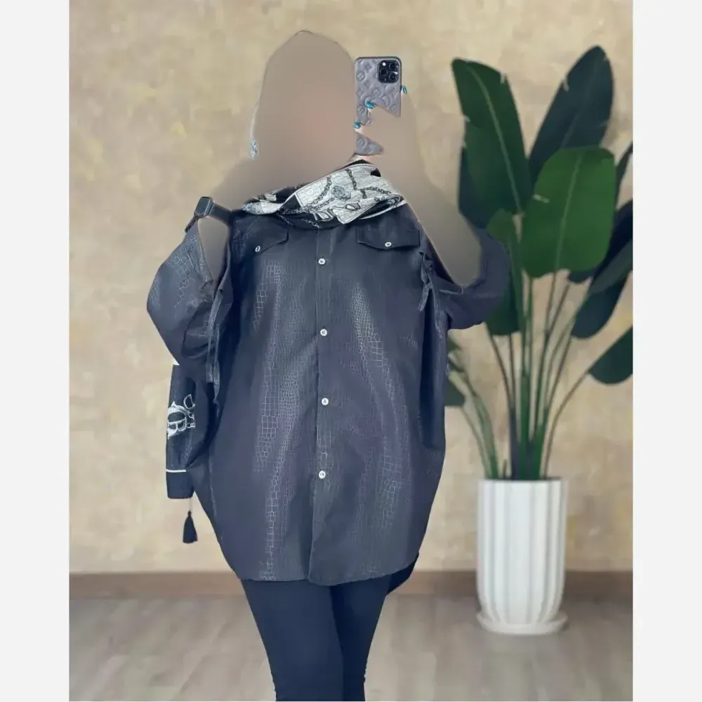 شومیز زنانه مدل سوسان جنس داکرون رنگ مشکی سایز فری سایز