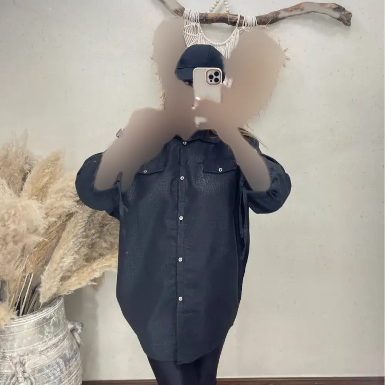 شومیز زنانه مدل سوسان جنس داکرون رنگ مشکی سایز فری سایز