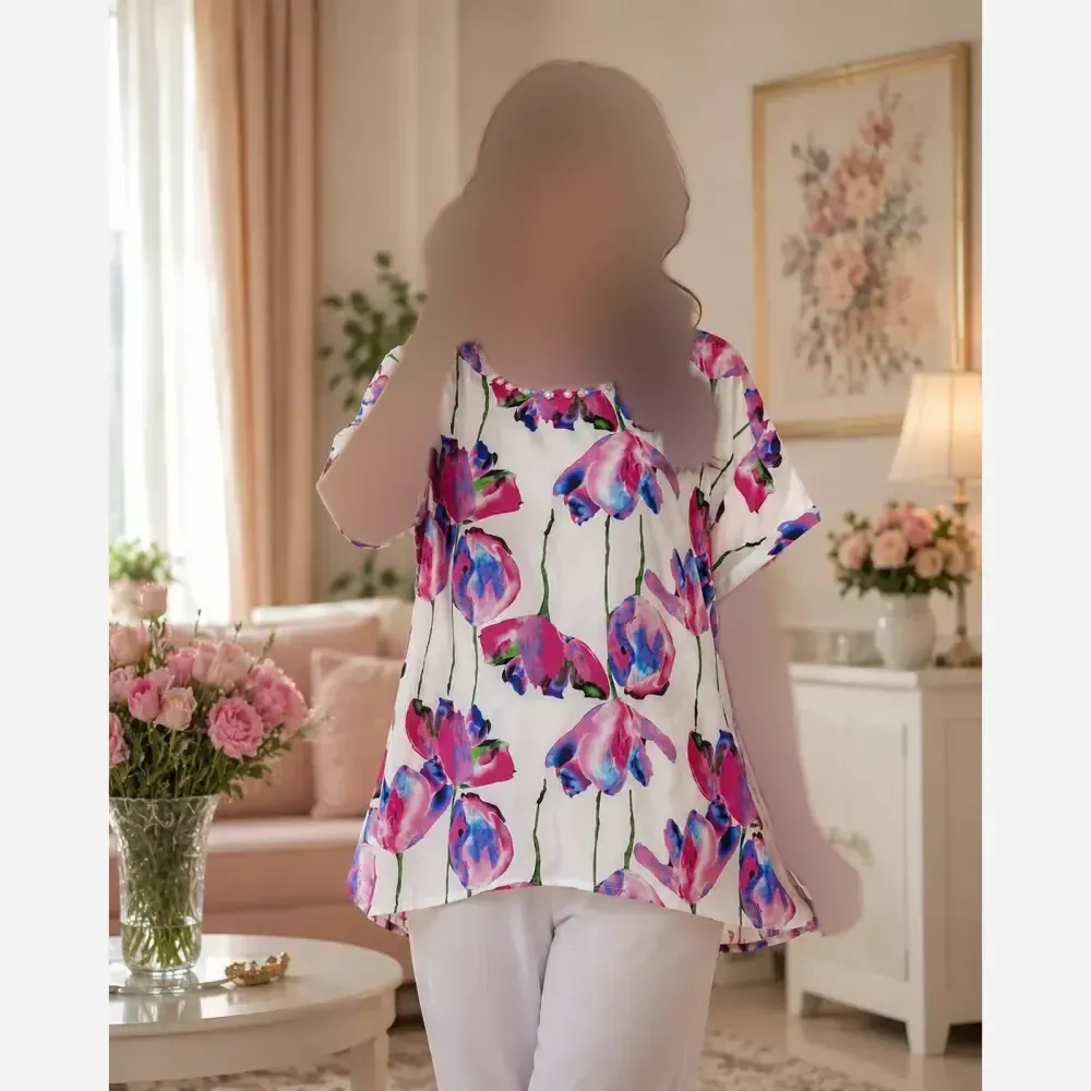 تیشرت نخی زنانه سایز بزرگ 44 تا 52