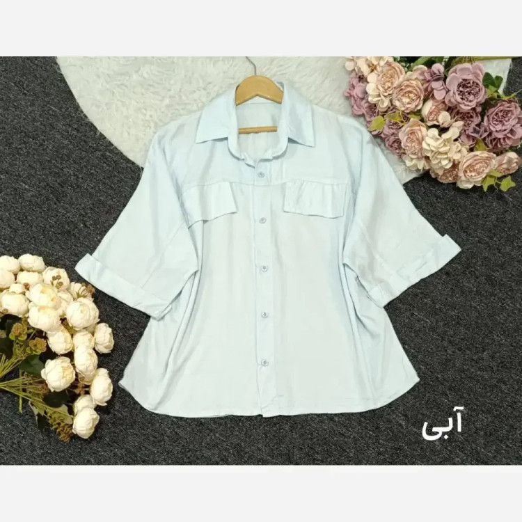 شومیز باکسی زنانه لنین نخی ترک فری سایز خنک تابستانی