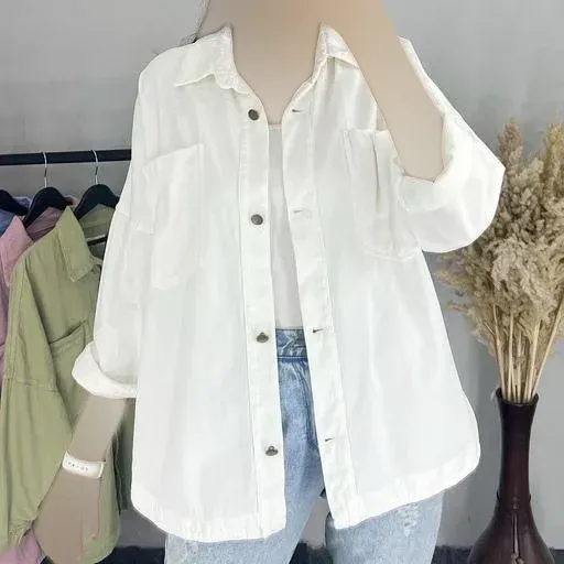 شومیز زنانه دوجیب لنین پنبه ای آستین بلند در 5 رنگ متنوع سایز 1 و 2