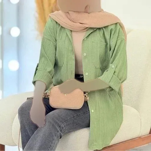 شومیز زنانه مدل نیکاد جنس کراش آیوا آستین گت دار فری سایز 38 تا 46