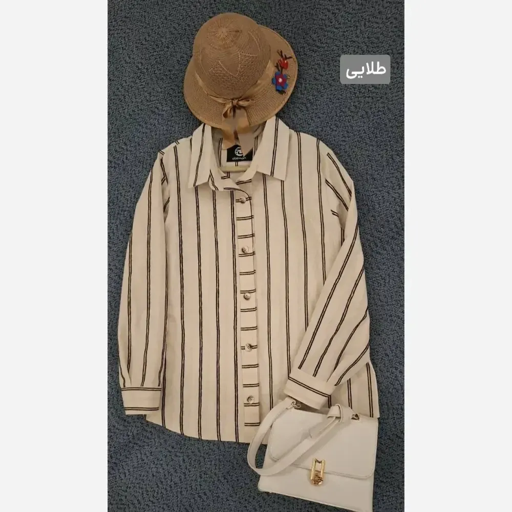 شومیز یقه مردانه لینن ترک مدل ژینا مناسب سایز 36 تا 48