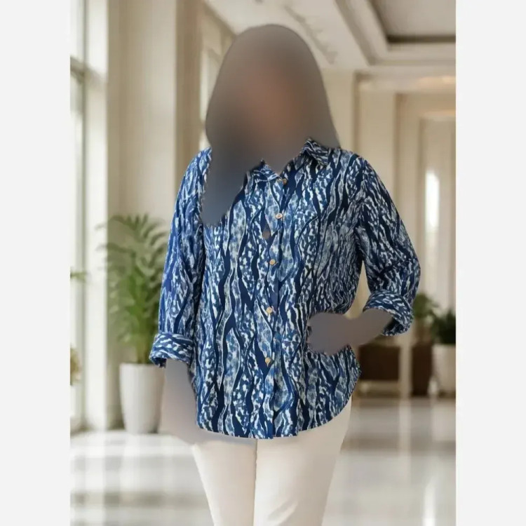 شومیز مانتویی زنانه طرح زبرا جنس پارچه کاملس ترک فری سایز 38 تا 46
