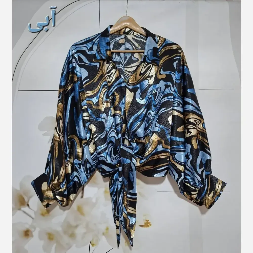 شومیز ساتن ابریشم گره ای زنانه فری سایز مناسب سایز 38 تا 48