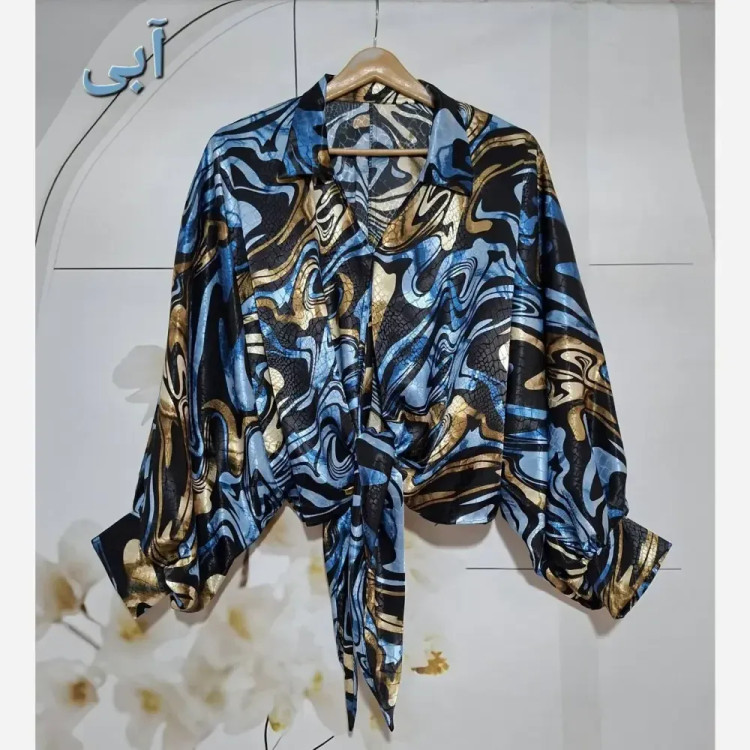 شومیز ساتن ابریشم گره ای زنانه فری سایز مناسب سایز 38 تا 48