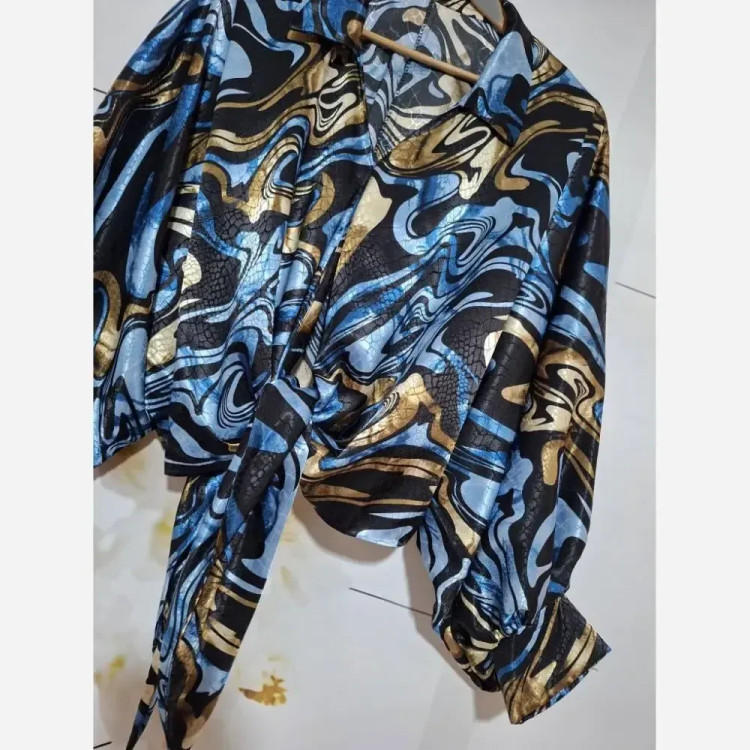 شومیز ساتن ابریشم گره ای زنانه فری سایز مناسب سایز 38 تا 48