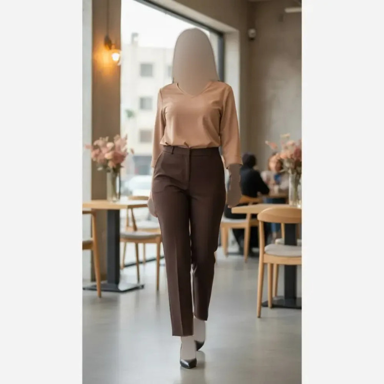 شلوار راسته اداری زنانه پارچه مازراتی دمپا چاکدار