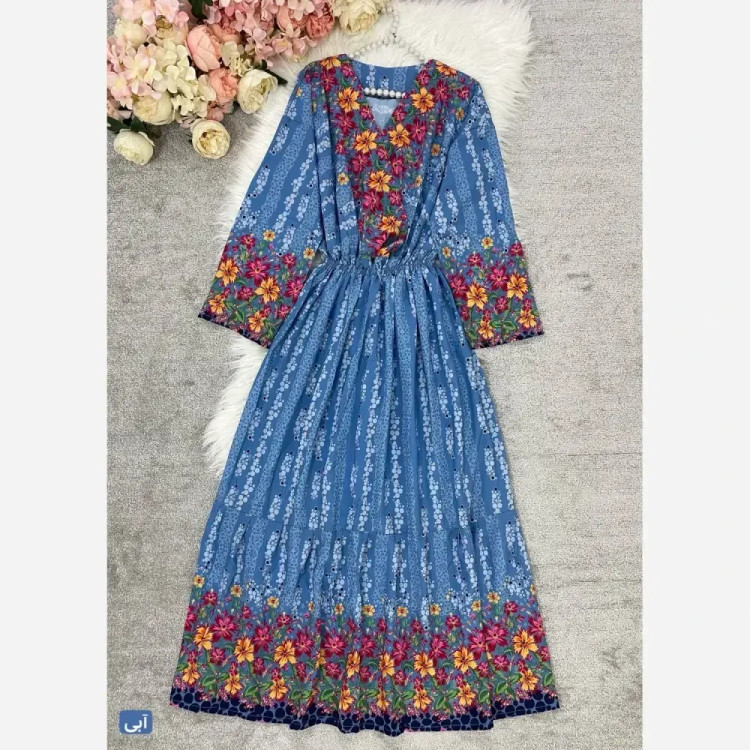 پیراهن ساحلی زنانه یقه چپ و راستی جنس بوگاتی فری سایز تا 48