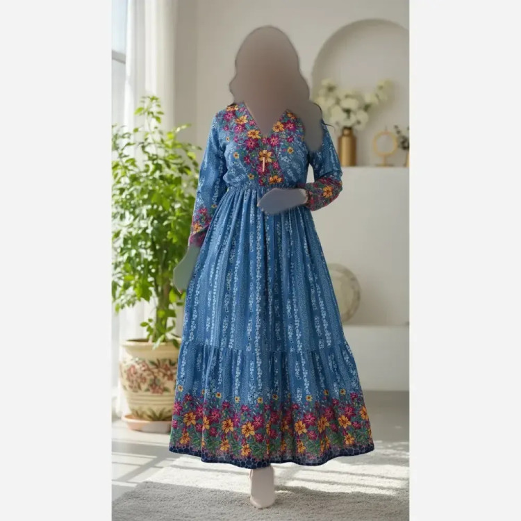 پیراهن ساحلی زنانه یقه چپ و راستی جنس بوگاتی فری سایز تا 48