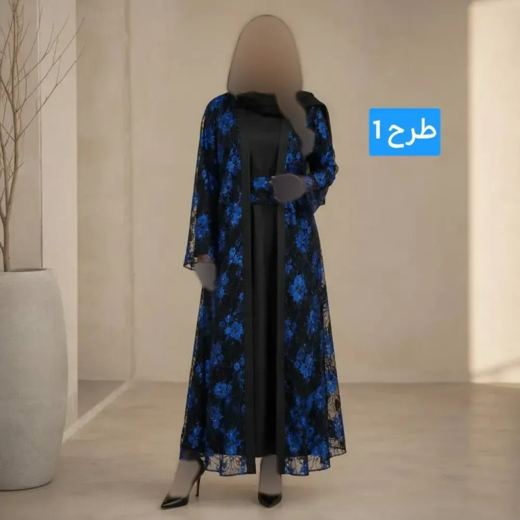 ست دو تیکه طرح ثریا سارافون صوفیا و رویه دانتل سایز فری 38 تا 48