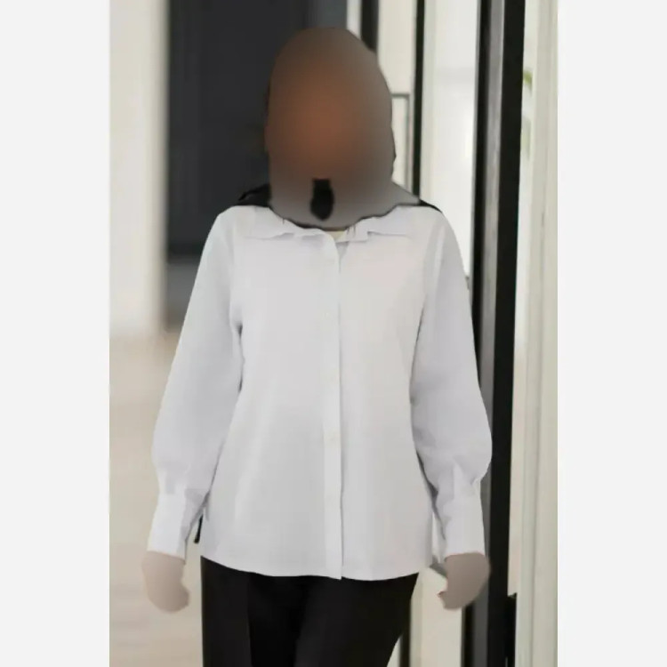شومیز تکی سفید جنس تترون درجه یک فری سایز تا 46