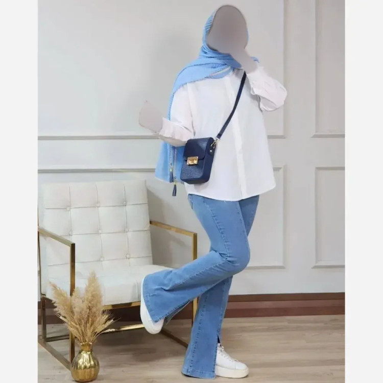 شومیز تکی سفید جنس تترون درجه یک فری سایز تا 46