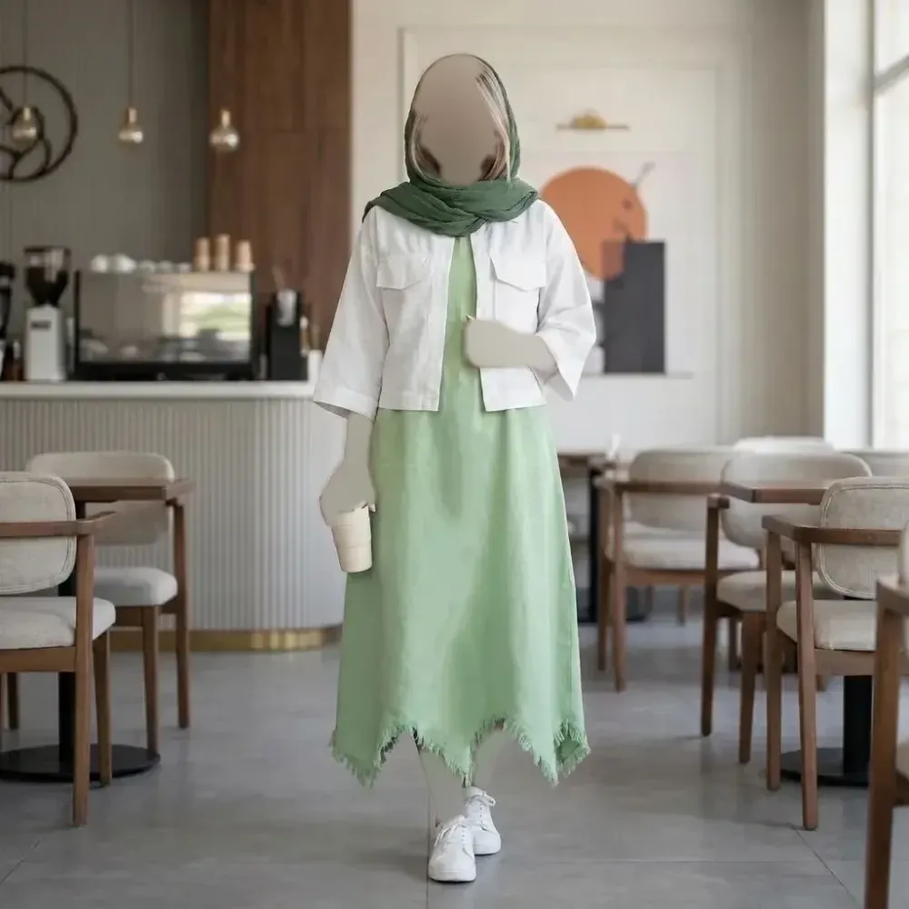 سارافون الیاف طبیعی پنبه ای بلند فری سایز رنگبندی متنوع