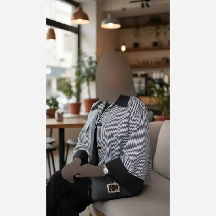 شومیز زنانه مدل سپینود پارچه تترون خط دار تابستانه
