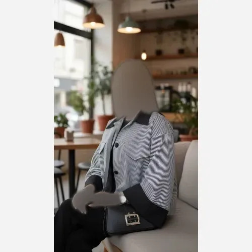 شومیز زنانه مدل سپینود پارچه تترون خط دار تابستانه