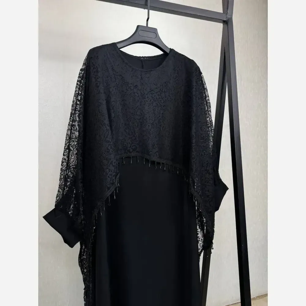 دوتیکه مجلسی رویال سارافن بوگاتی و رویه دانتل رنگ مشکی فری سایز