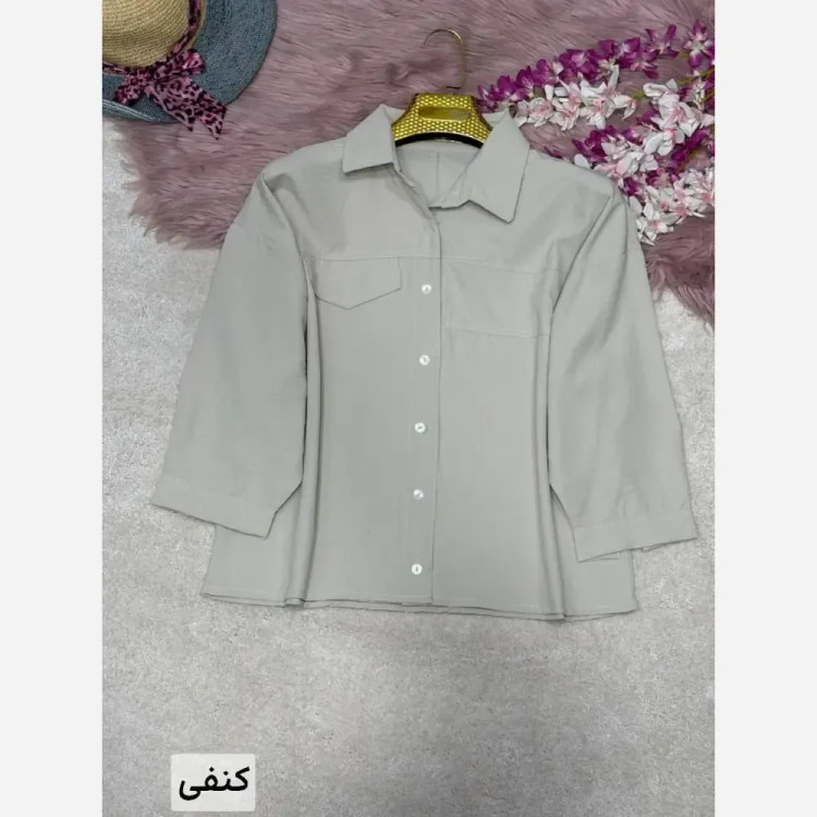 شومیز زنانه مدل نما جیب نیکا جنس پری سیلک فری سایز