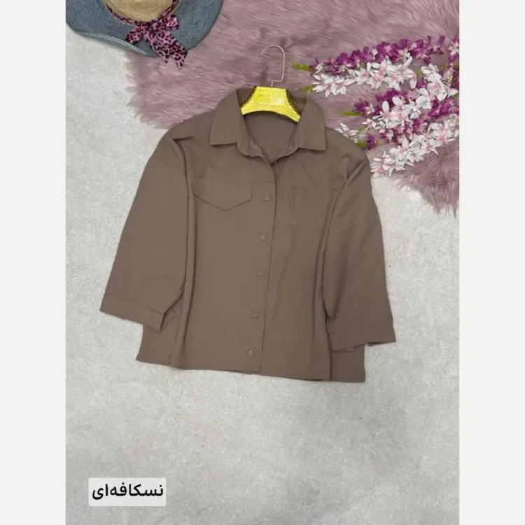 شومیز زنانه مدل نما جیب نیکا جنس پری سیلک فری سایز