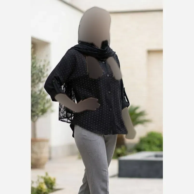 شومیز مجلسی بزایاق مشکی نگیندار فری سایز