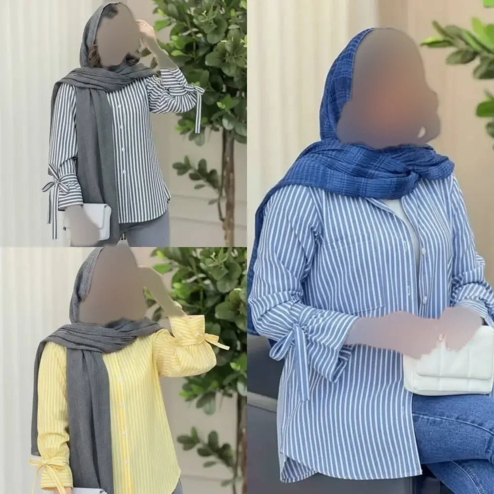 شومیز نخی خنک تابستانه مدل شیما فری سایز آبی
