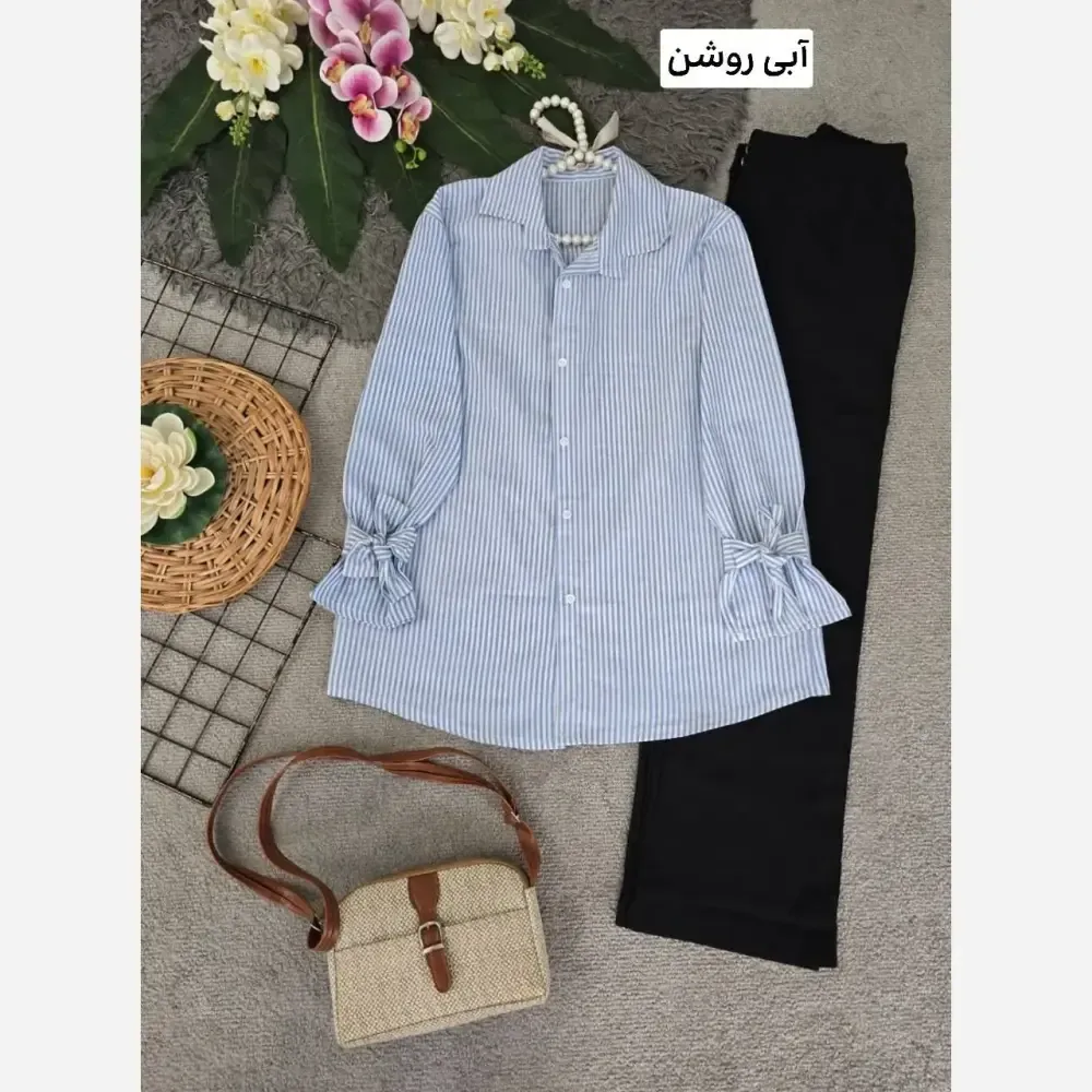 شومیز نخی خنک تابستانه مدل شیما فری سایز آبی