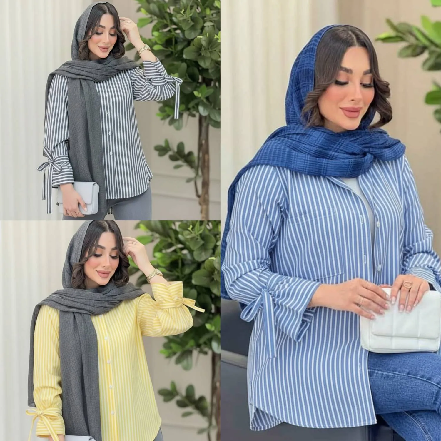 شومیز نخی خنک تابستانه مدل شیما فری سایز آبی