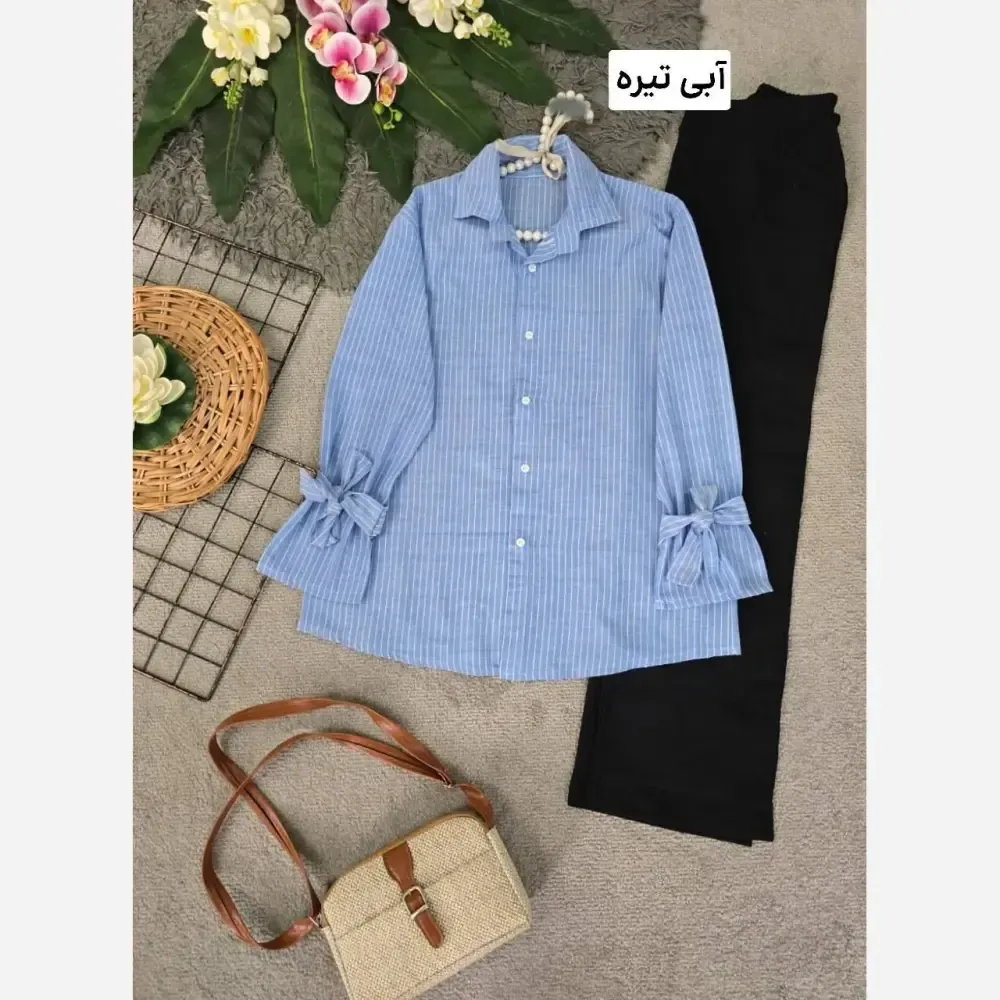 شومیز نخی خنک تابستانه مدل شیما فری سایز آبی
