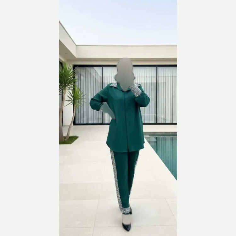 شومیز زنانه مازراتی نگیندار و مرواریددوزی شده تینا