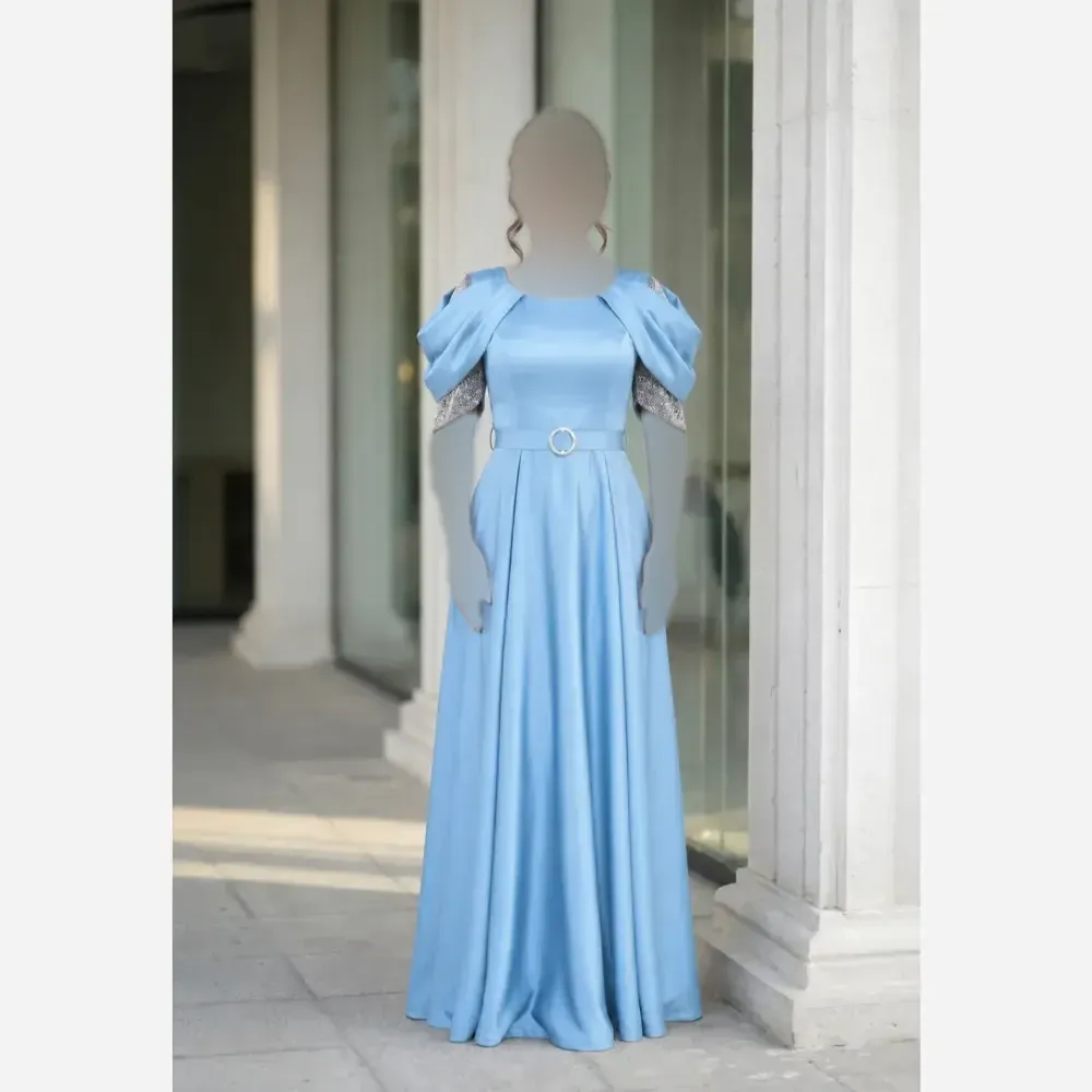 پیراهن بلند زنانه جنس ساتن ال ایکس قد 150
