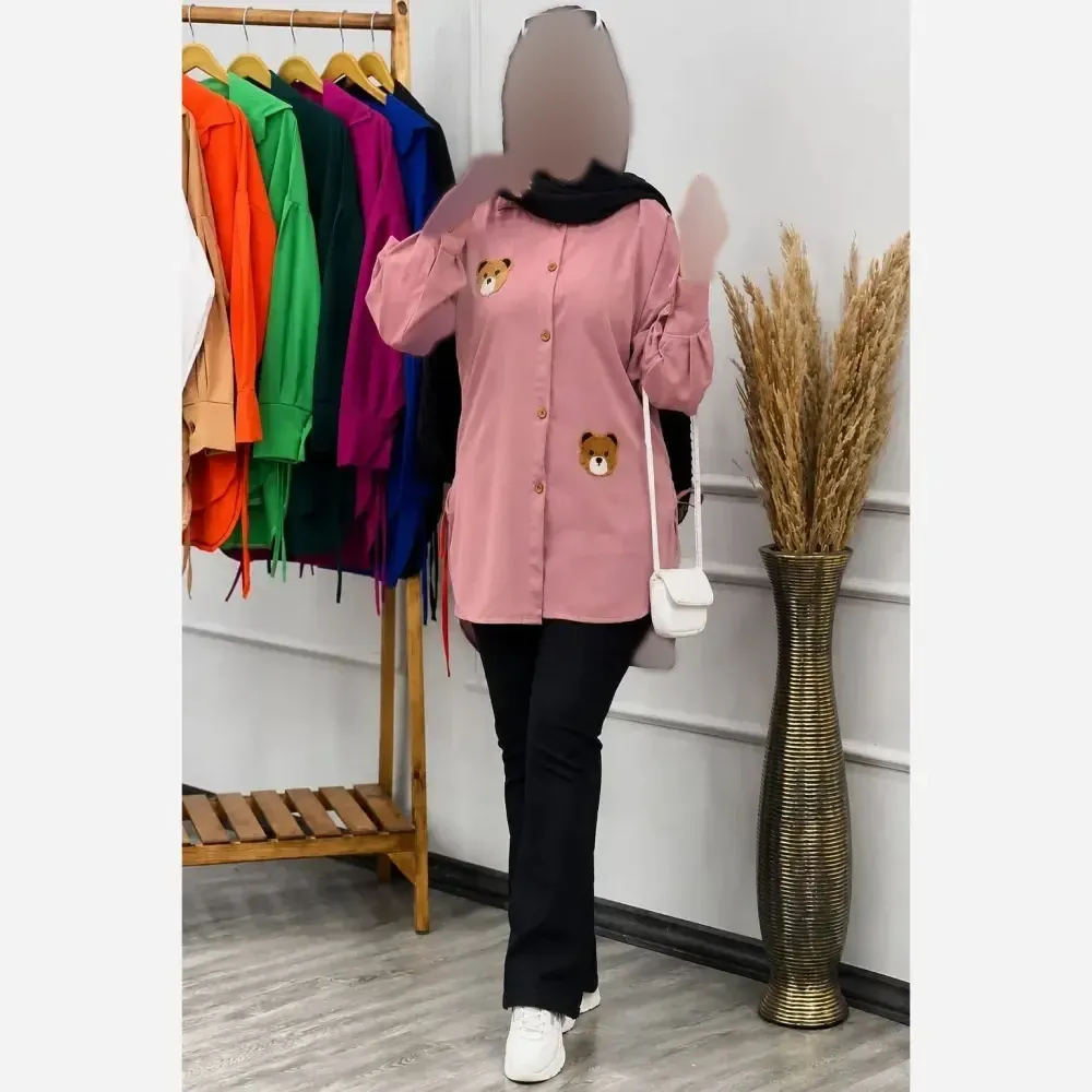 شومیز استیکر خرس جنس داکرون درجه یک فری سایز
