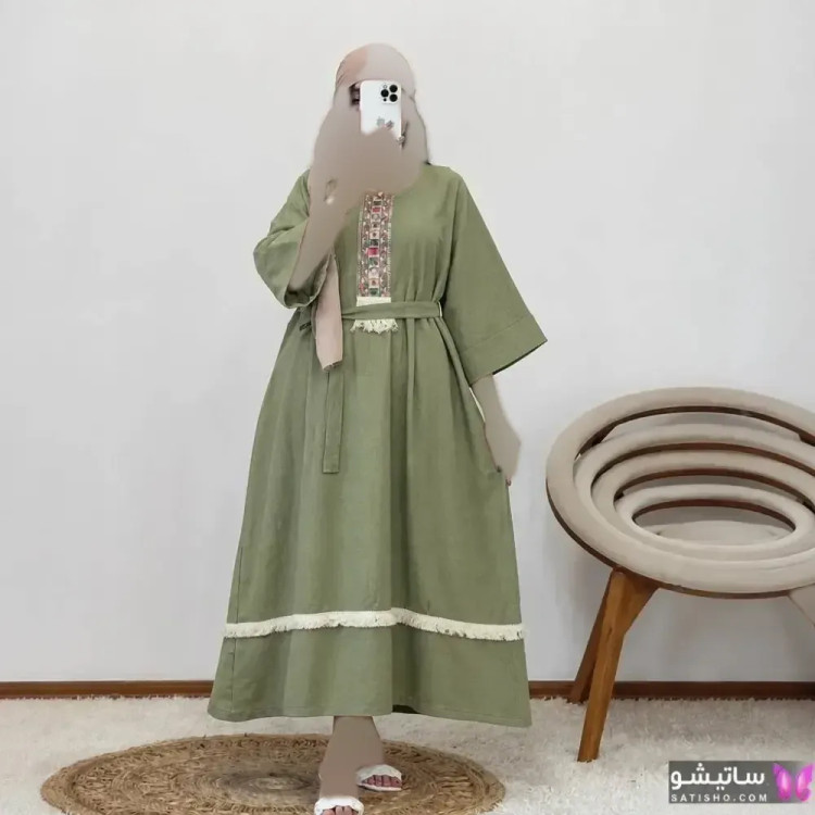 کفتان نوار کنفی جنس موسلین دبل فیس فری سایز