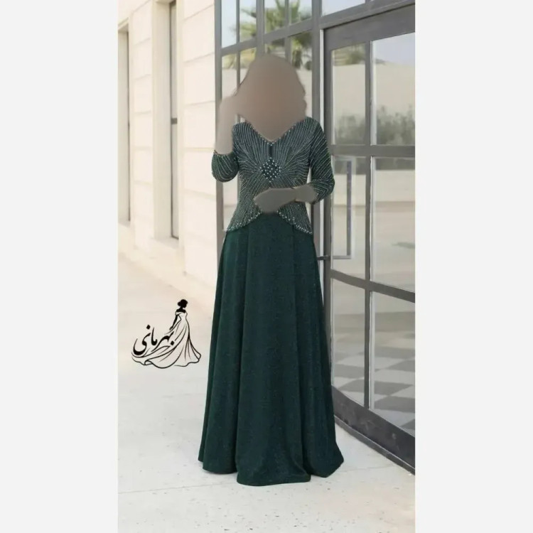 لباس مجلسی زنانه لمه درجه یک طرح روناک سایز بزرگ رنگ مشکی سبز سرمه ای طوسی