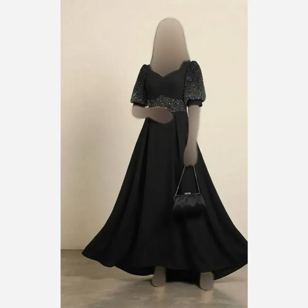 پیراهن ماکسی کرپ مازراتی نگین پرسی حرارتی زنانه سایزبندی 1 تا 4 رنگ مشکی کاهویی آسمانی