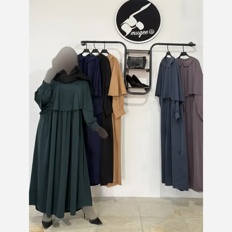 طرح دو تکه آتریسا پیراهن و شنل جنس الیزه فری سایز 38 تا 50 رنگ بندی متنوع