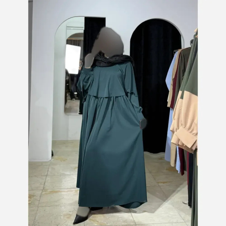 طرح دو تکه آتریسا پیراهن و شنل جنس الیزه فری سایز 38 تا 50 رنگ بندی متنوع