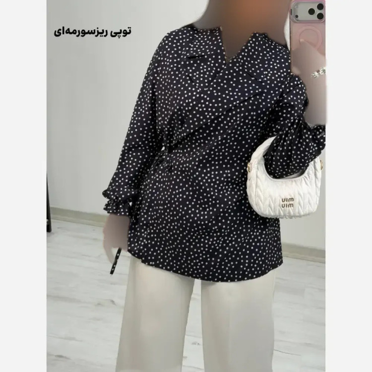 شومیز یقه انگلیسی زنانه کرپ بوگاتی فری سایز شادی