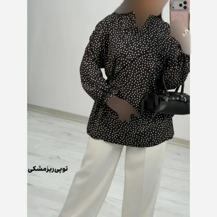 شومیز یقه انگلیسی زنانه کرپ بوگاتی فری سایز شادی