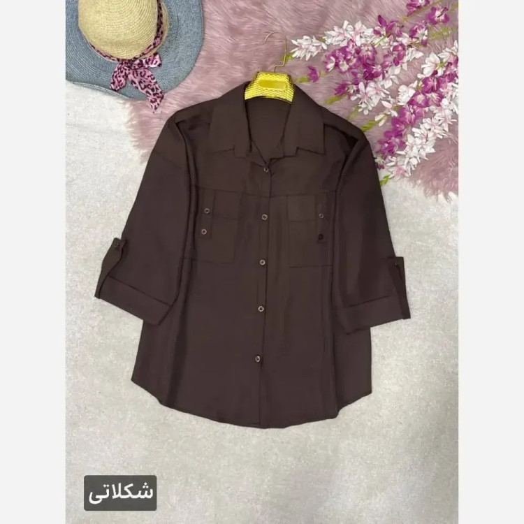 شومیز جیب صلیبی زنانه جنس پری خنک فری سایز
