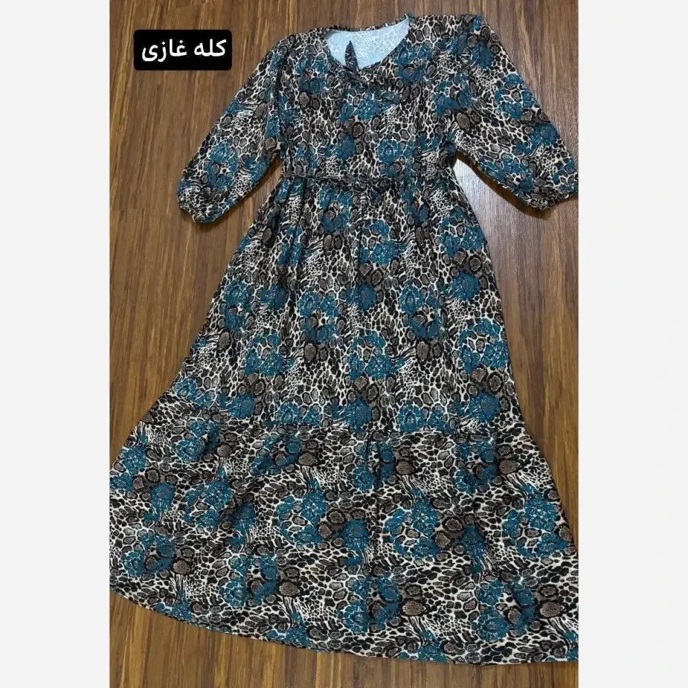 پیراهن پلنگی رنگی فلور نخ بوگاتی فری سایز